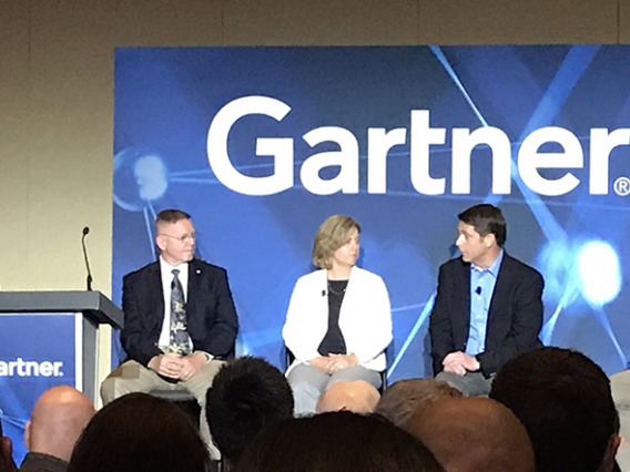 The Gartner summit panel of Chief Information Security Officers included Bob Jamieson, Mallinckrodt Pharmaceutics; Lanita Collette, UA; Robert Daugherty, Cobham Advanced Electronic Solutions; and Chris Wlaschin, Department of Health and Human Services.